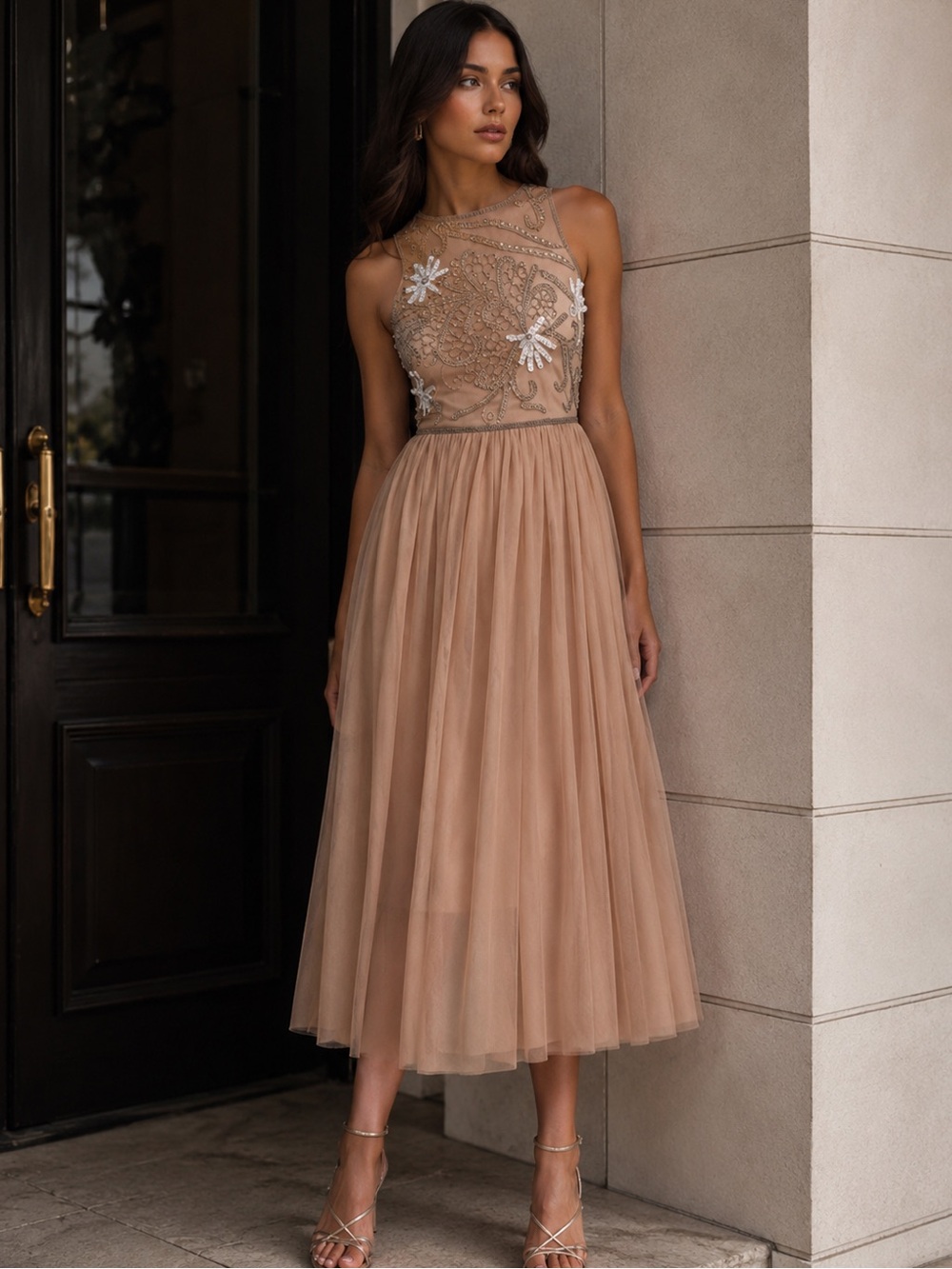 Gianni Bini Elise Beaded Midi Dress